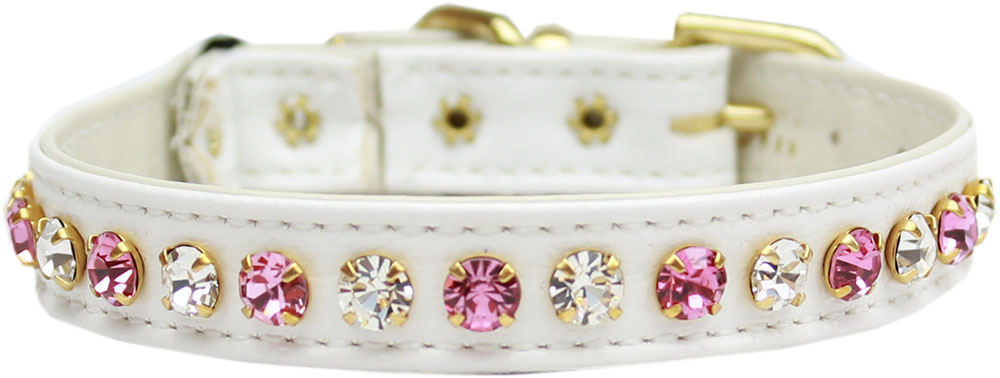 Deluxe Cat Collar White with Pink Size 12